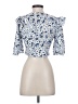 Topshop Blue 3/4 Sleeve Blouse Size 4 - photo 2