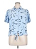 Nine West 100% Polyester Print Blue Short Sleeve Blouse Size XL - photo 1