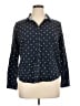 Basic Editions 100% Cotton Polka Dots Blue 3/4 Sleeve Blouse Size XL - photo 1