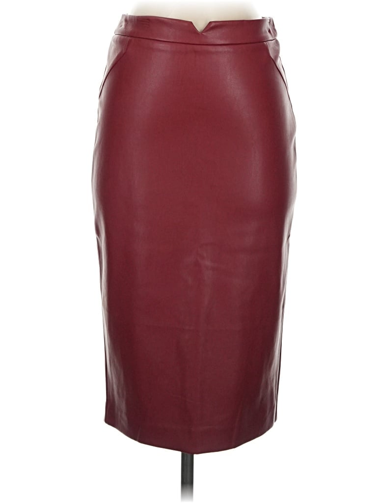 Pre-owned Frnch Faux Leather Skirt In Burgundy