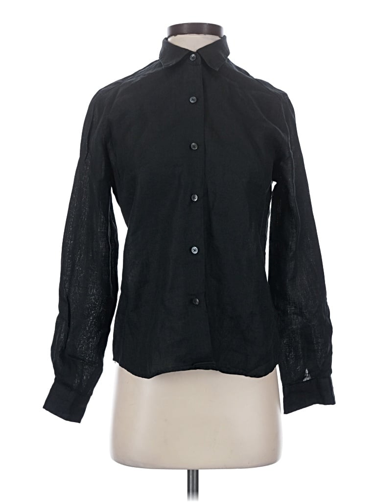 Pre-owned Lizsport Long Sleeve Blouse In Black