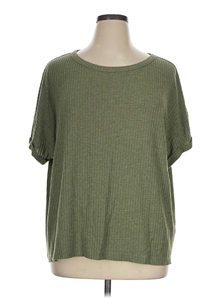 Pre-owned Natural Reflections Short Sleeve Top Green Crew Neck Tops
