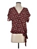 Weston 100% Polyester Burgundy Short Sleeve Blouse Size S - photo 1