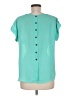 Mine 100% Polyester Teal Short Sleeve Blouse Size M - photo 2