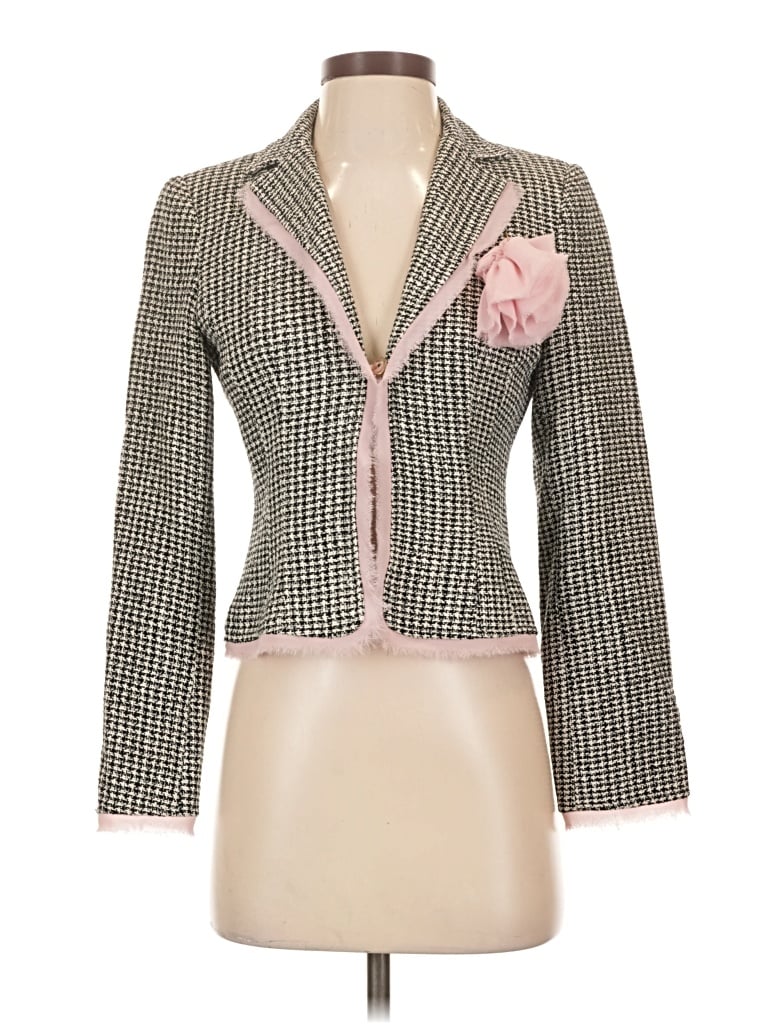 Pre-owned The Limited Silk Blazer Jacket In Gray