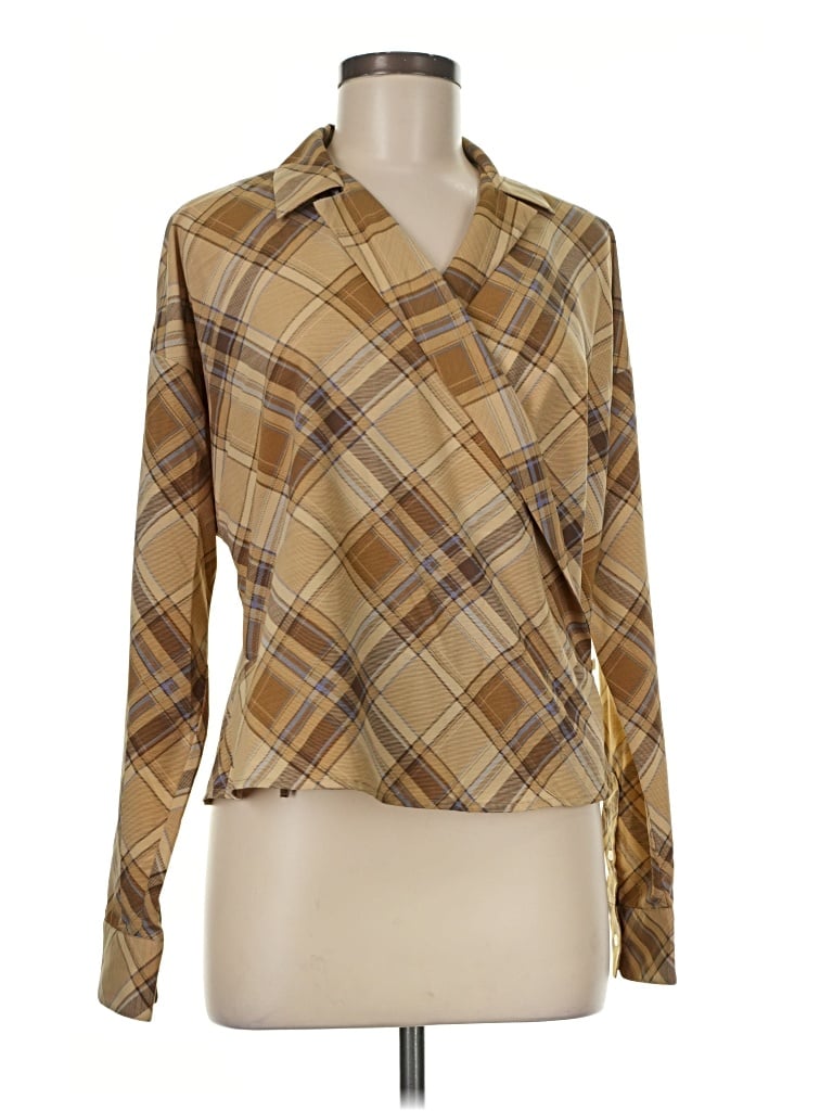 Pre-owned Polo Ralph Lauren Long Sleeve Blouse In Tan