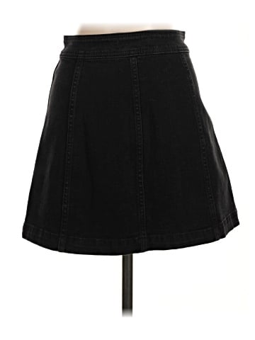 Madewell Stretch Denim A-Line Mini Skirt in Black Frost: Patch Pocket Edition (view 2)