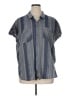 Natural Reflections 100% Cotton Stripes Blue Short Sleeve Button-Down Shirt Size XL - photo 1