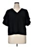 1.State 100% Polyester Black Short Sleeve Blouse Size XL - photo 1