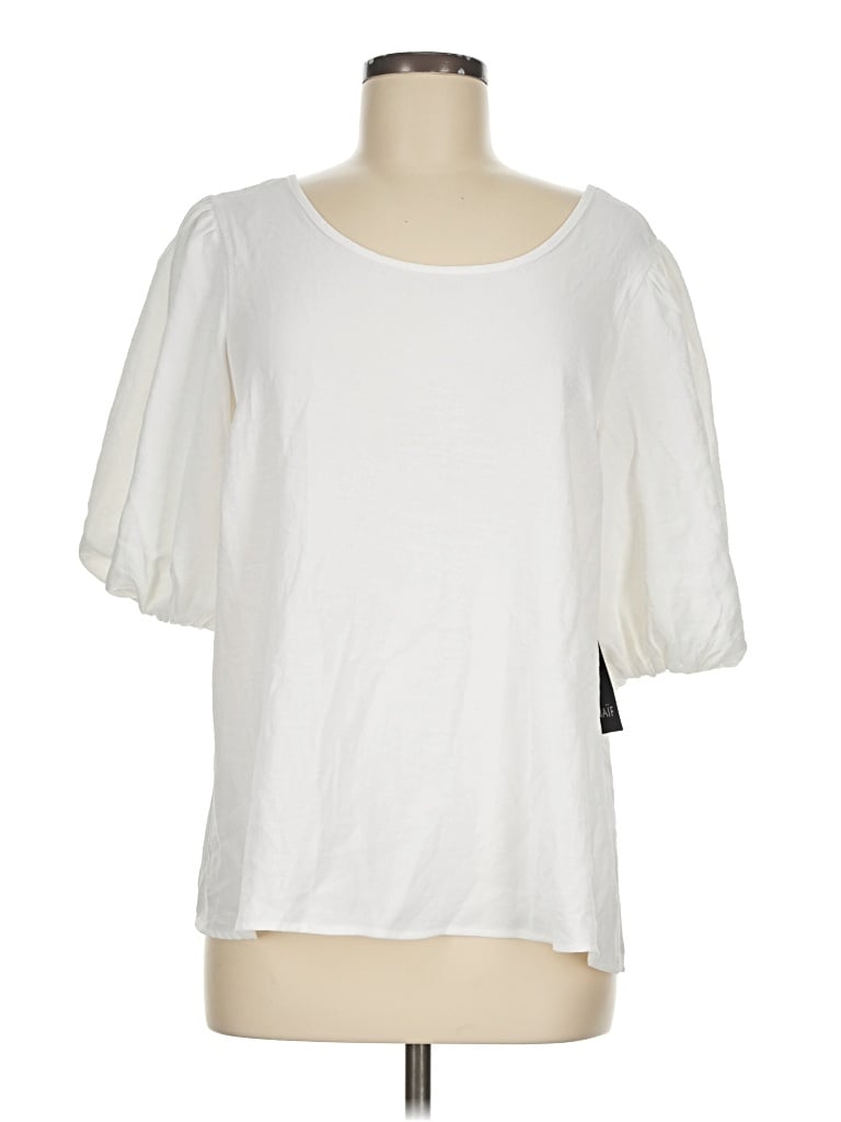 Pre-owned Naif Short Sleeve Top White Scoop Neck Tops