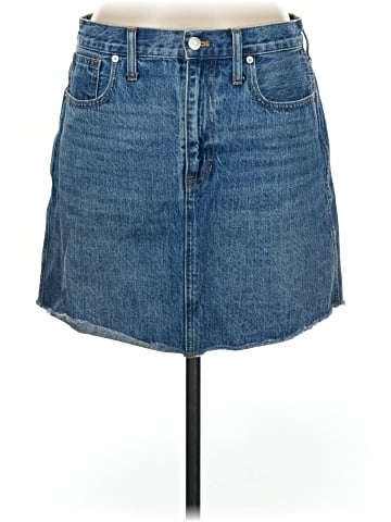 Madewell Denim Dolphin-Hem Mini Skirt in Harwell Wash (view 1)