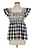 Entro Checkered-gingham Gray Short Sleeve Blouse Size S - photo 1