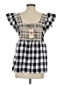 Entro Checkered-gingham Gray Short Sleeve Blouse Size S - photo 2