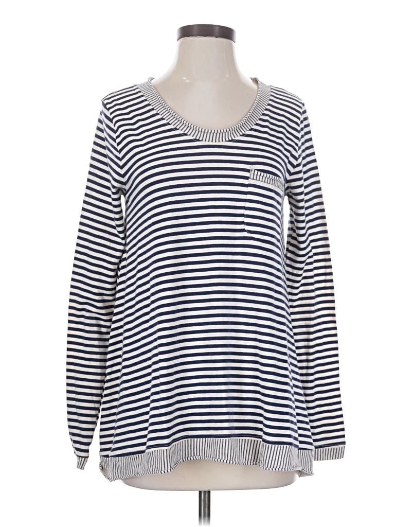 Pre-owned T.la Long Sleeve Top Blue V-neck Tops