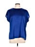 Halogen 100% Polyester Blue Short Sleeve Blouse Size L - photo 1