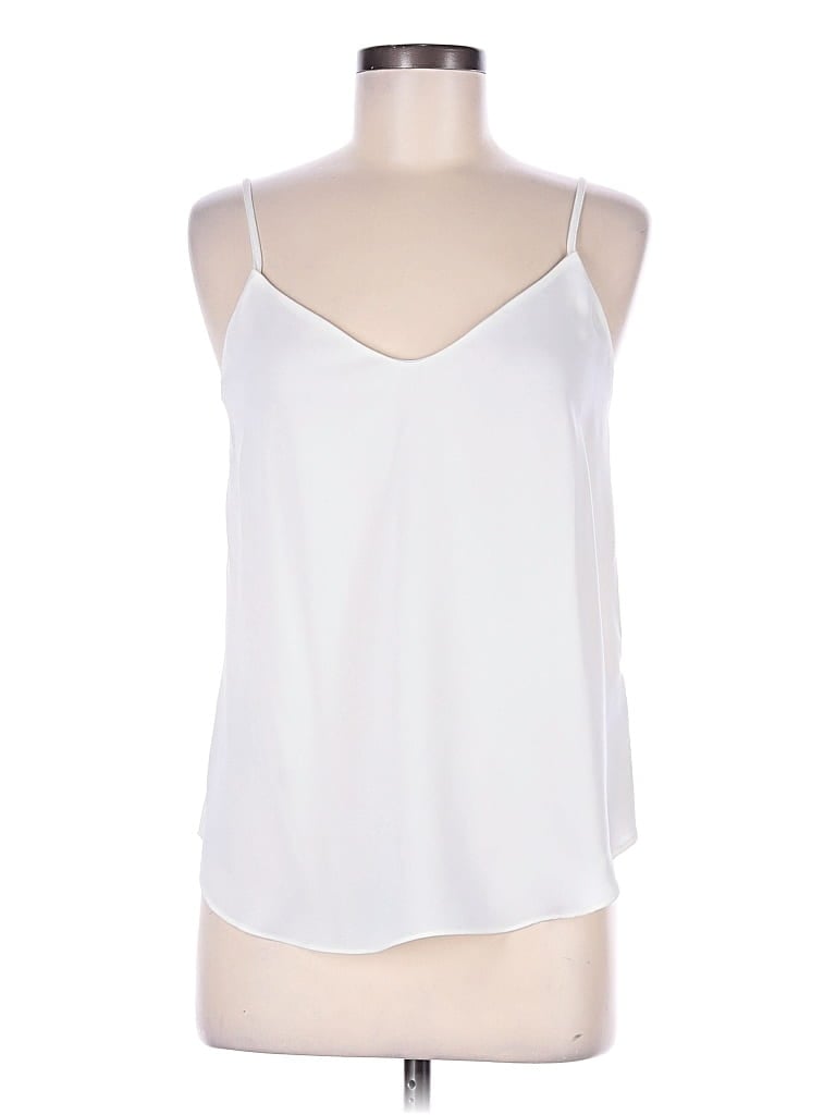 Pre-owned Jcrew Tank Top White Solid Pattern V-neck Tops
