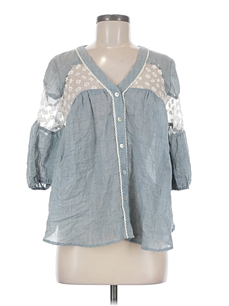 Pre-owned Young Threads 3/4 Sleeve Blouse In Blue