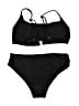 Unbranded Solid Black Two Piece Swimsuit Size 8 - 9 - photo 2