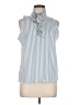 Ann Taylor Stripes White Blue Sleeveless Blouse Size M (petite) - photo 1