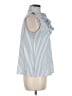 Ann Taylor Stripes White Blue Sleeveless Blouse Size M (petite) - photo 4