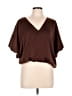 Express 100% Polyester Brown Short Sleeve Top Size L - photo 1