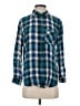 Faded Glory 100% Rayon Plaid Blue Long Sleeve Button-Down Shirt Size S - photo 1