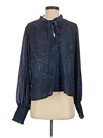 Aqua Long Sleeve Blouse (view 1)