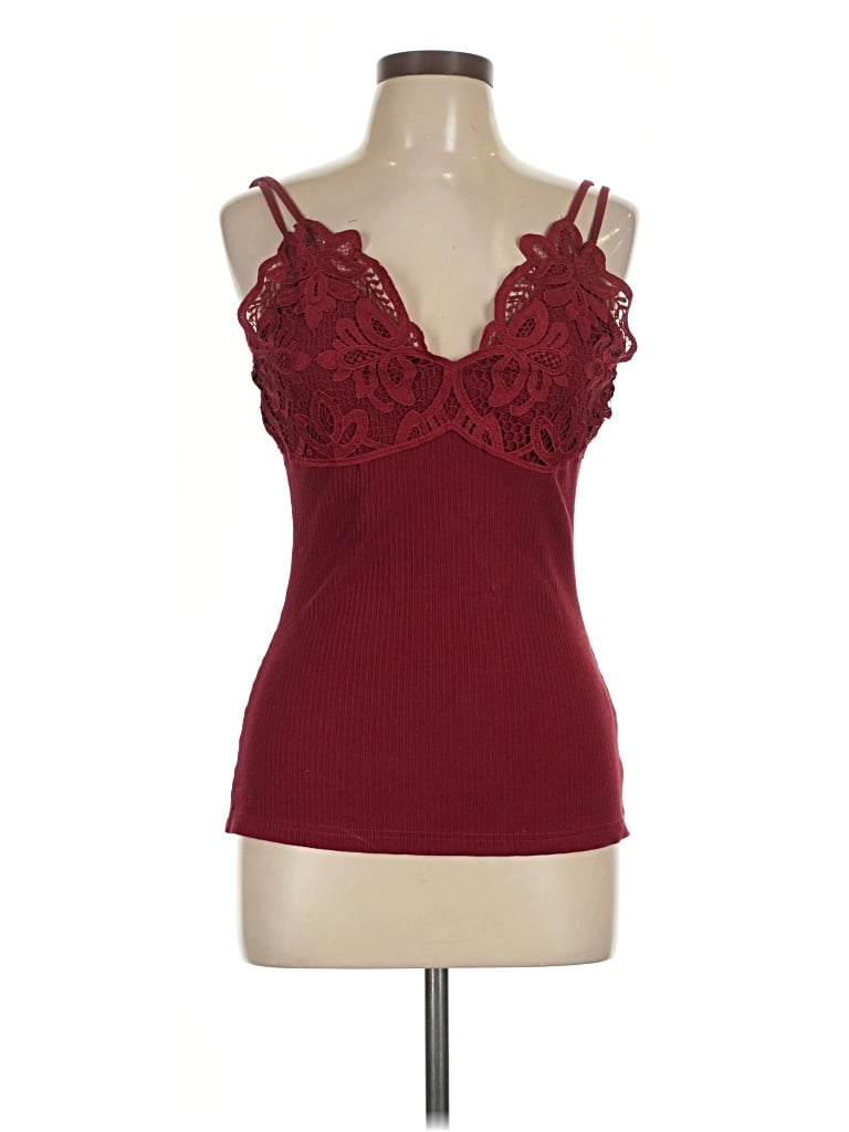 Pre-owned Listicle Sleeveless Top Burgundy Sweetheart Neckline Tops