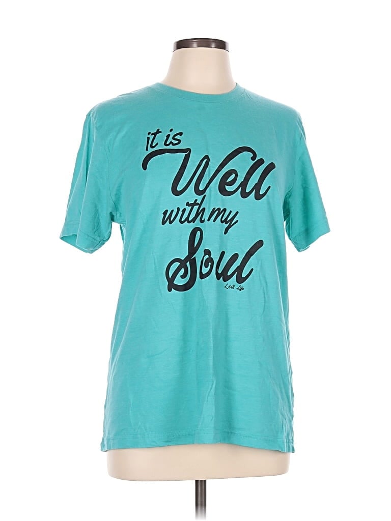 Pre-owned Canvas Short Sleeve T-shirt In Teal