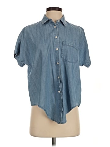 Madewell Denim Short-Sleeve Tie-Front Shirt (view 1)