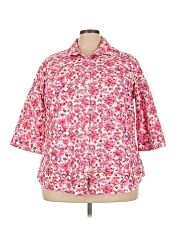 Lands' End 3/4 Sleeve Button-Down Shirt (view 1)