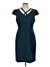 Connected Apparel Solid Teal Casual Dress Size 10 (petite) - photo 1