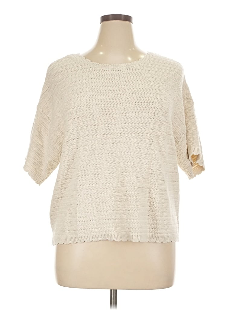 Universal Thread Short Sleeve Top Ivory Crew Neck Tops