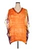 Aqua Blues 100% Polyester Orange 3/4 Sleeve Blouse Size 2X - photo 1