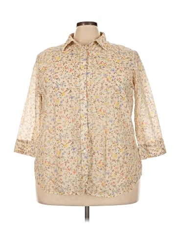 Lauren by Ralph Lauren 3/4 Sleeve Button-Down Shirt (view 1)