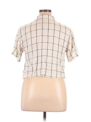 Madewell Linen-Blend Resort Crop Shirt in Windowpane (view 2)
