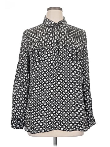 White House Black Market Long Sleeve Silk Top (view 1)