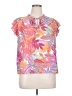 Rose + Olive 100% Polyester Tropical Pink Short Sleeve Blouse Size XL - photo 1