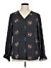 T Tahari 100% Polyester Floral Gray Long Sleeve Blouse Size XL - photo 1