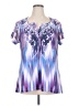 One World Purple Short Sleeve Blouse Size XL - photo 1