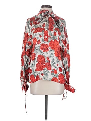Ganni Long Sleeve Silk Top (view 1)