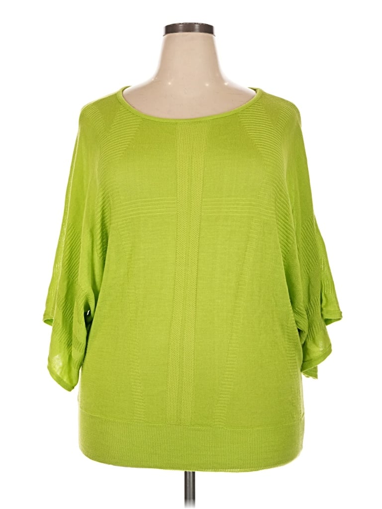 Pre-owned Ashley Stewart 3/4 Sleeve Top Green Boatneck Tops