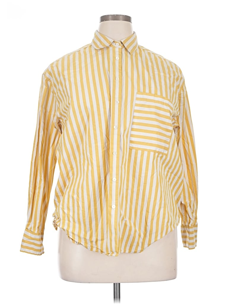 Pre-owned Ayr Long Sleeve Button Down Shirt In Yellow