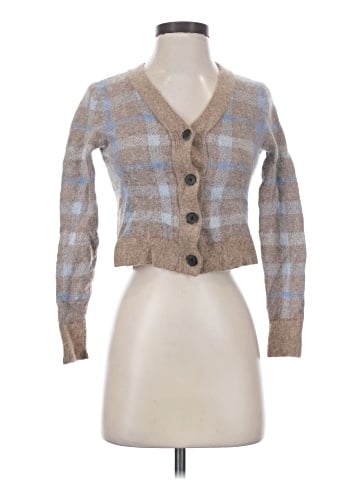 Madewell Alpaca-Blend V-Neck Cardigan in Plaid (view 1)
