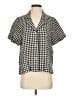 Quince 100% Linen Checkered-gingham Gray Short Sleeve Blouse Size S - photo 1