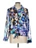 Ellen Tracy 100% Polyester Print Blue Long Sleeve Blouse Size L - photo 1