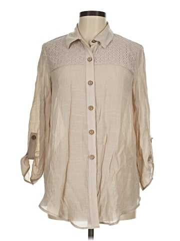 AB Studio 3/4 Sleeve Button-Down Shirt (view 1)