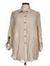 AB Studio Tan 3/4 Sleeve Button-Down Shirt Size M - photo 1
