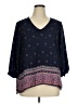 Eyeshadow 100% Polyester Blue 3/4 Sleeve Blouse Size XL - photo 1