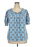 Notations Blue Short Sleeve Blouse Size 2X - photo 1